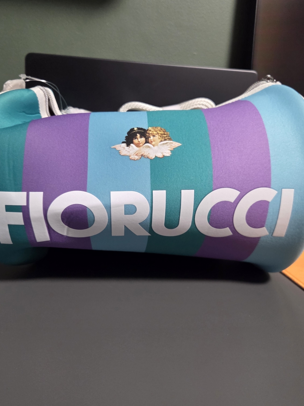 Fiorucci Women's Striped Mini Duffel Bag in Teal and Purple